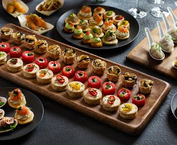 A selection of canapes on serving platters